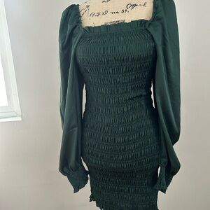 Dress Forum Green Ruched Smocked Bodycon Dress‎